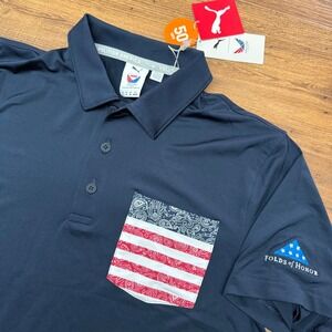 NEW Puma Volition Folds of Honor Small Paisley Pocket Polo America Patriotic